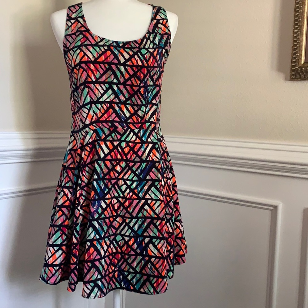 BeBop Fit and Flare Racerback Multi-Colored Dress